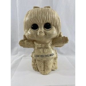 Vintage 1972 W R Berrie Sillisculpt Figurine Love You Big Eyed Girl Large 11”